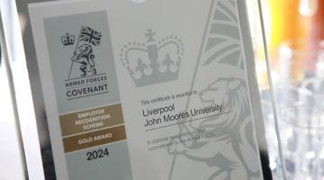 LJMU presented with gold award for support of the Armed Forces community