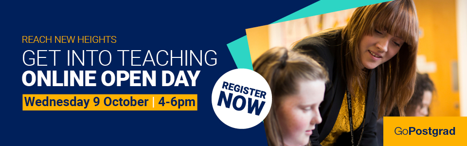 Register now for the get into teaching online open day, Wednesday 9 October 2024, 4 to 6pm